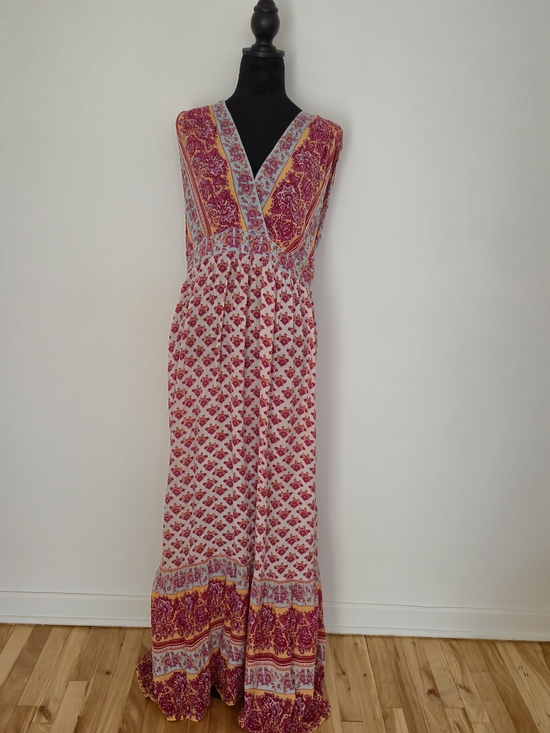 H&M Dresses & Skirts - Boho Paisley Crinkle Maxi Dress Pink Yellow Casual Festival, Sun Dress